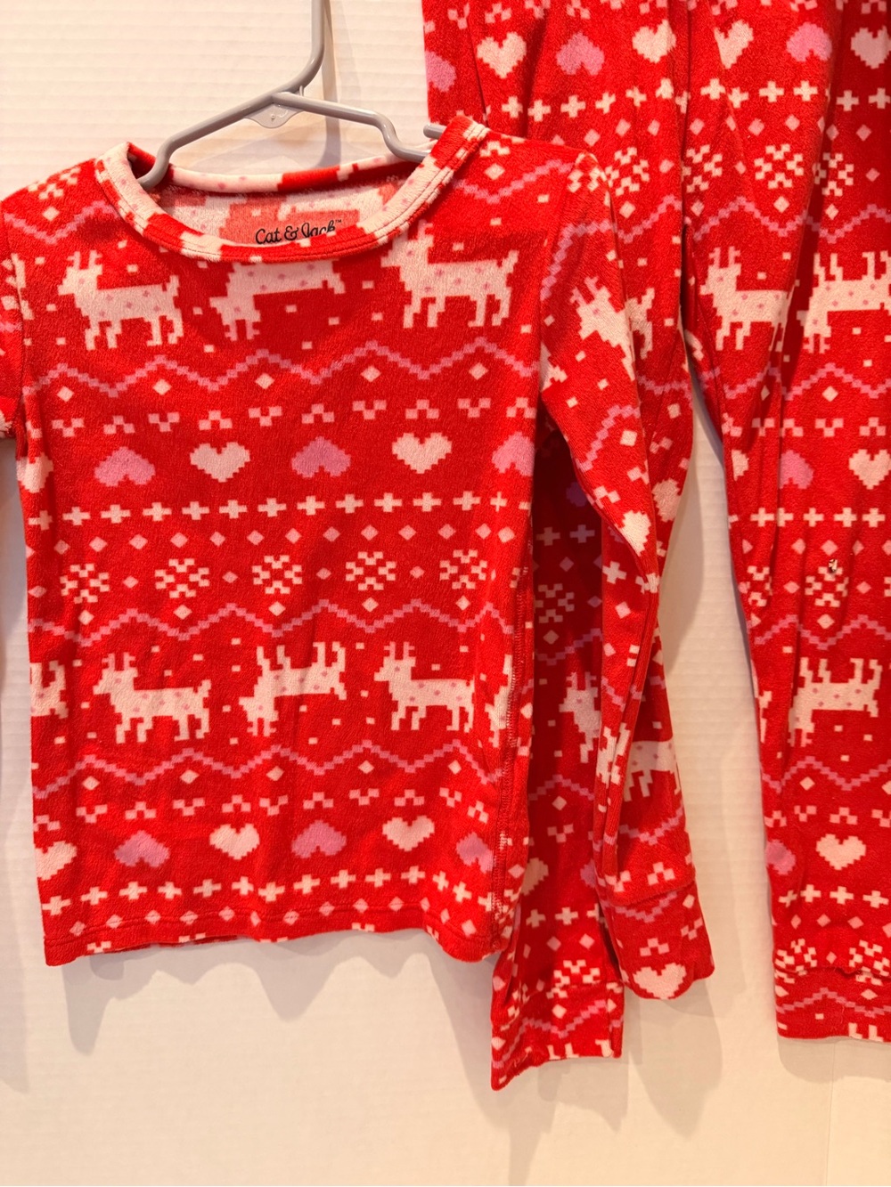 Cat & Jack Red Reindeer Fair Isle Kids Pajama Set
